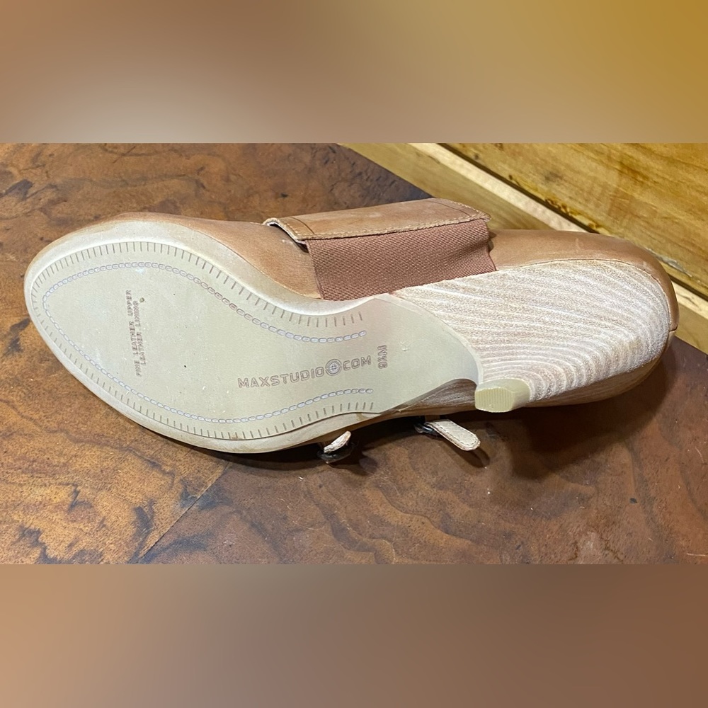 NIB MAX STUDIO/LEON BEAU LEATHER PUMP IN TOBACCO SIZE 9.5 - Picture 7 of 10